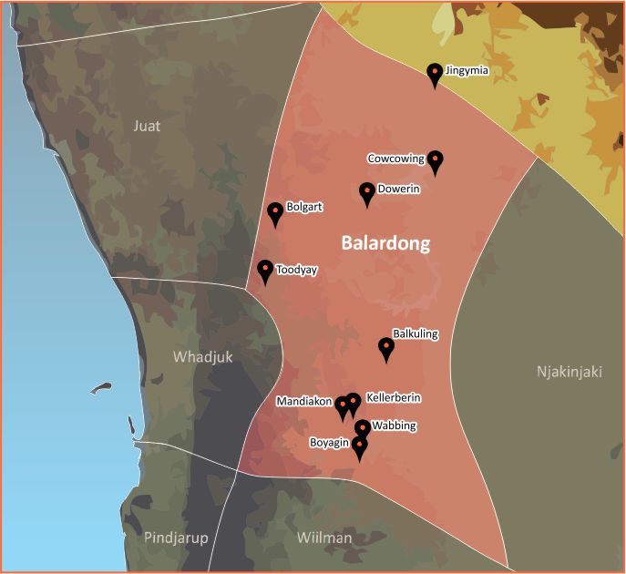 Tindale Language Map - Balardong