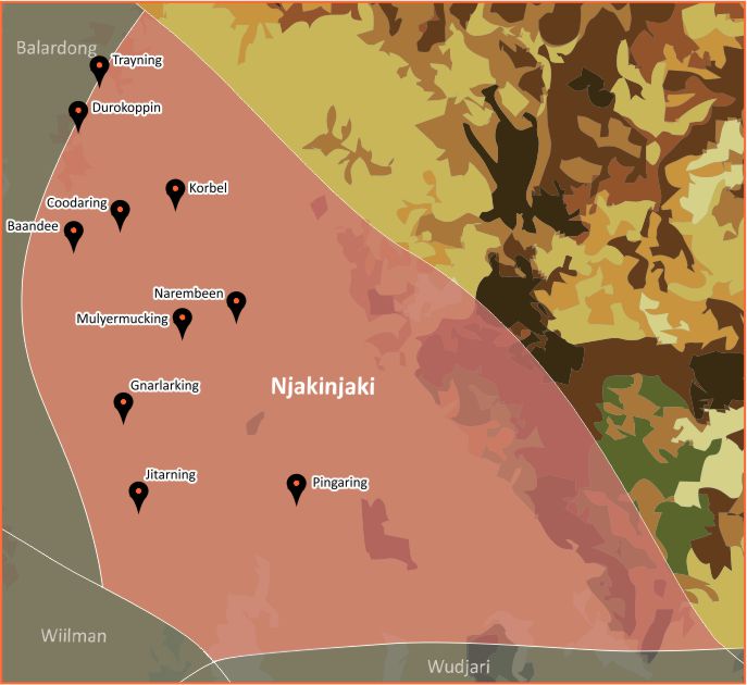 Tindale Language Map - Njakinjaki