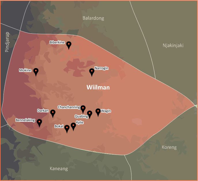 Tindale Language Map - >Wiilman